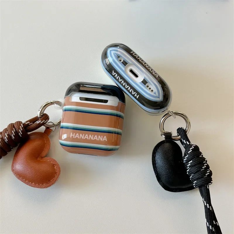 Étui pour écouteurs pour Apple Airpods Pro 2 4 3, documents coréens, housse avec sangle de charme d'amour, étuis de charge en silicone pour Airpod 4