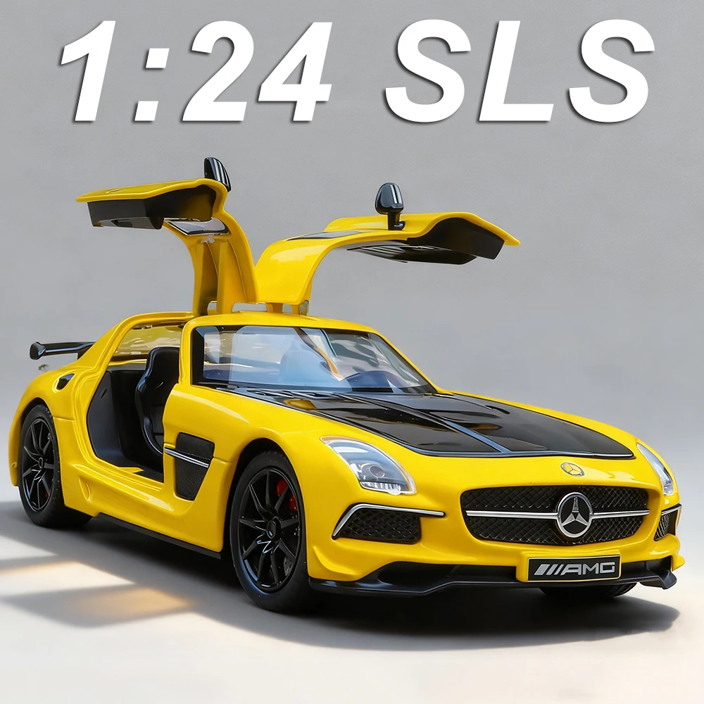 1:24 SLS SLR 722S Miniature Models Alloy Diecast Car Toys Sound Light Pull Back Doors Opened Vehices Popular Desktop Decorations