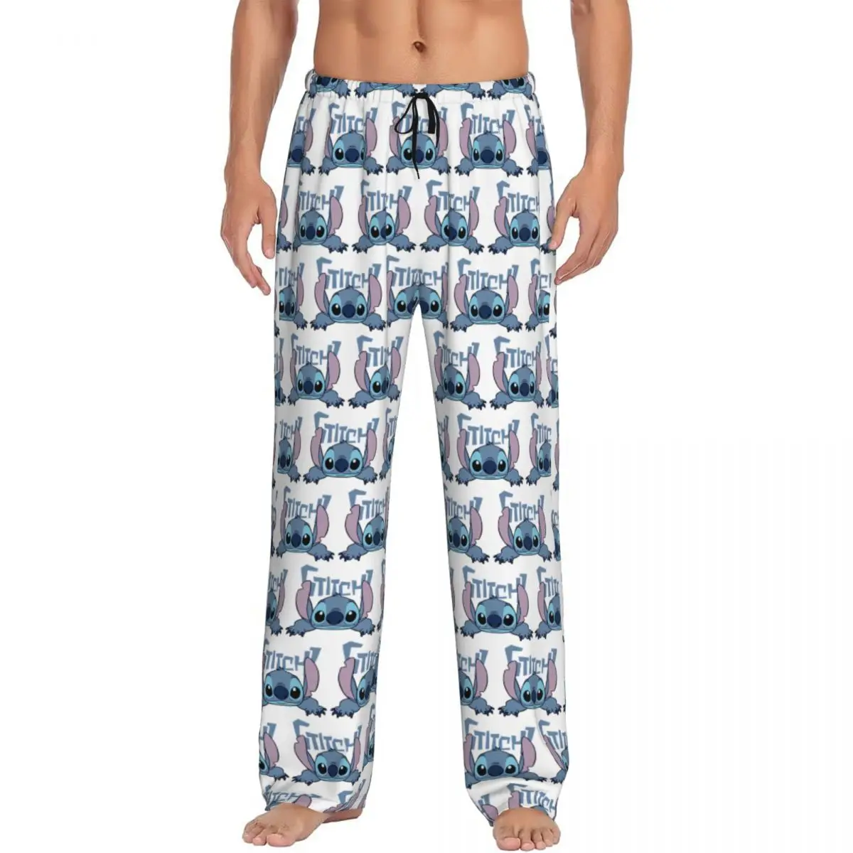 

Custom Stitch TV Cartoon Animation Pajama Pants Sleepwear Men Elastic Waistband Sleep Lounge Bottoms with Pockets
