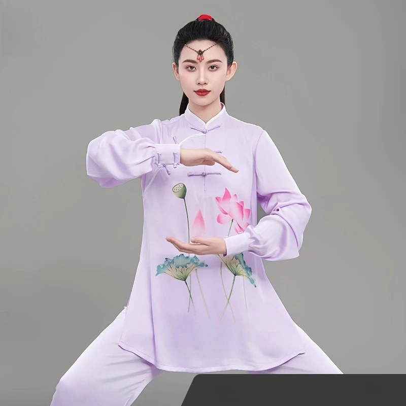 Shiny Lustrous Tai Chi Suit Fluid Drape Kung Fu Uniform for Men Women Performance Martial Arts Clothing Loose Comfort Fit