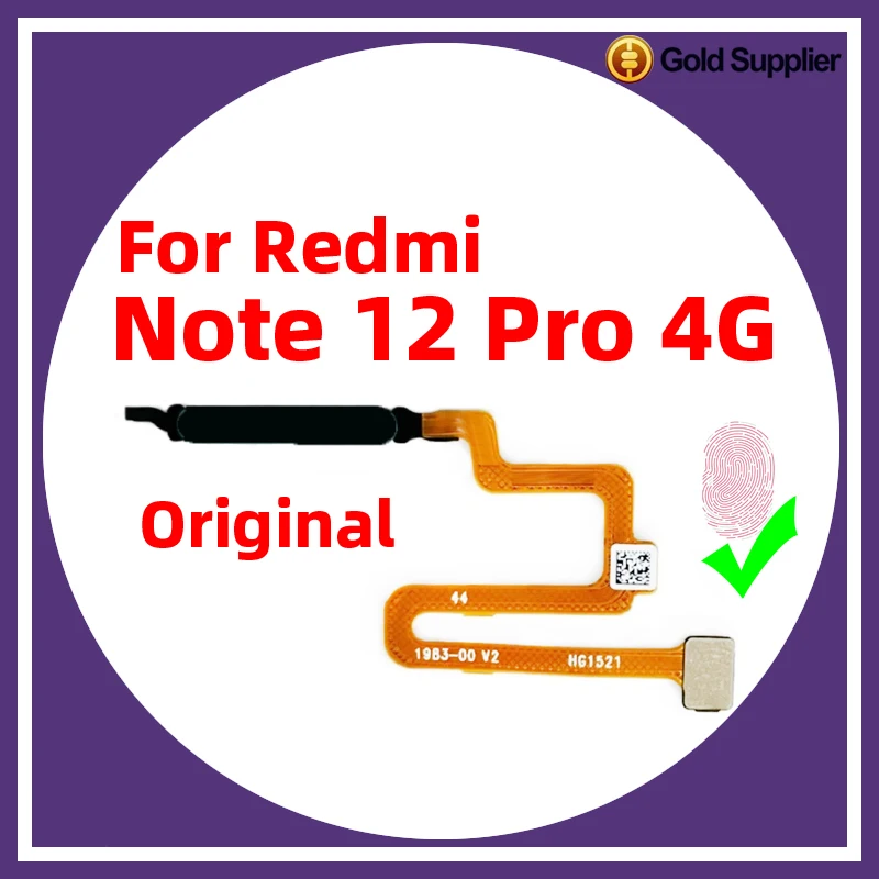 Original For Xiaomi Redmi Note 12 Pro 4G Fingerprint Sensor Home Return Key Menu Power Button Flex Ribbon Cable