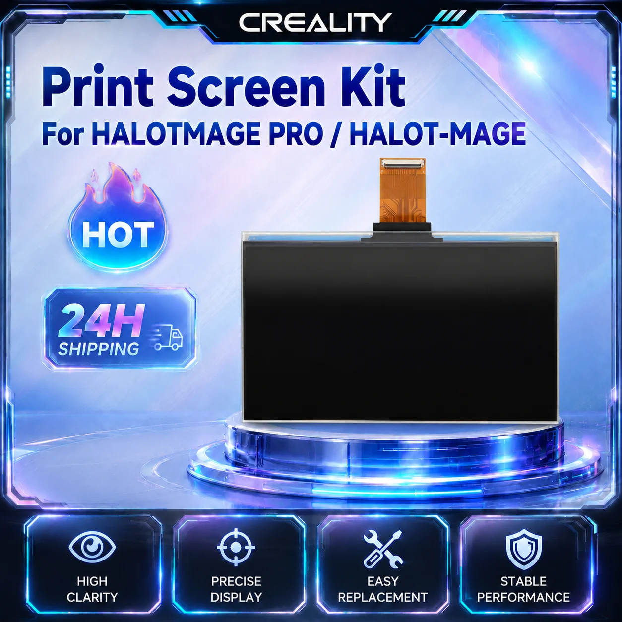 Creality HALOT-MAGE / MAGE Pro 10.3 inch 8K Monochrome LCD Screen Replacement 3D Printer Part Original