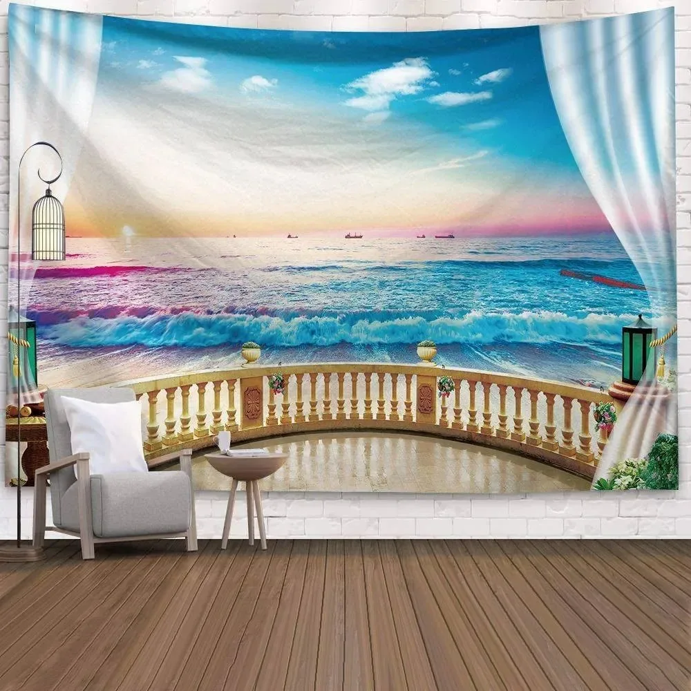 Window Charming Scenery Wall Decoration Tapestry Home Living Room Tapestry