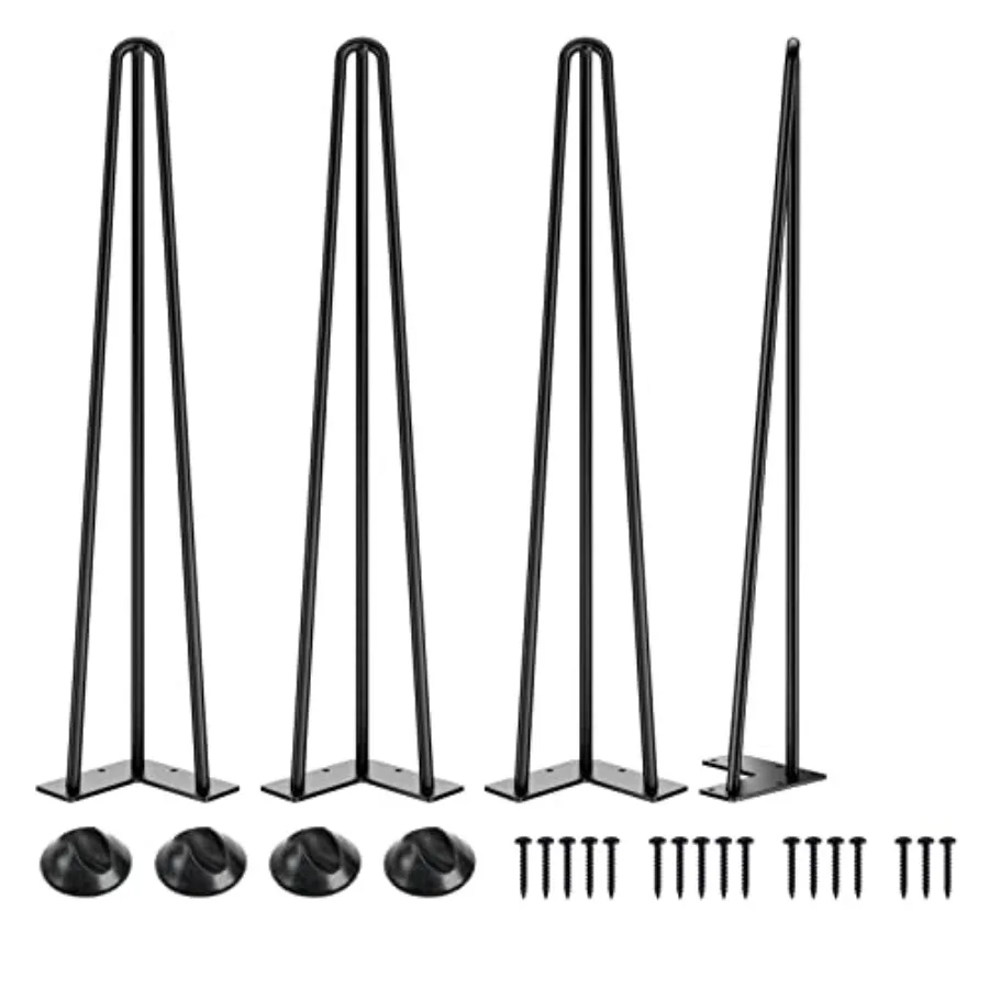 

Hairpin Table Legs, 1/2'' Diameter 3 Rods, Metal Home DIY Projects for Nightstand, Coffee Table, Dresser with Rubber Floor Prot