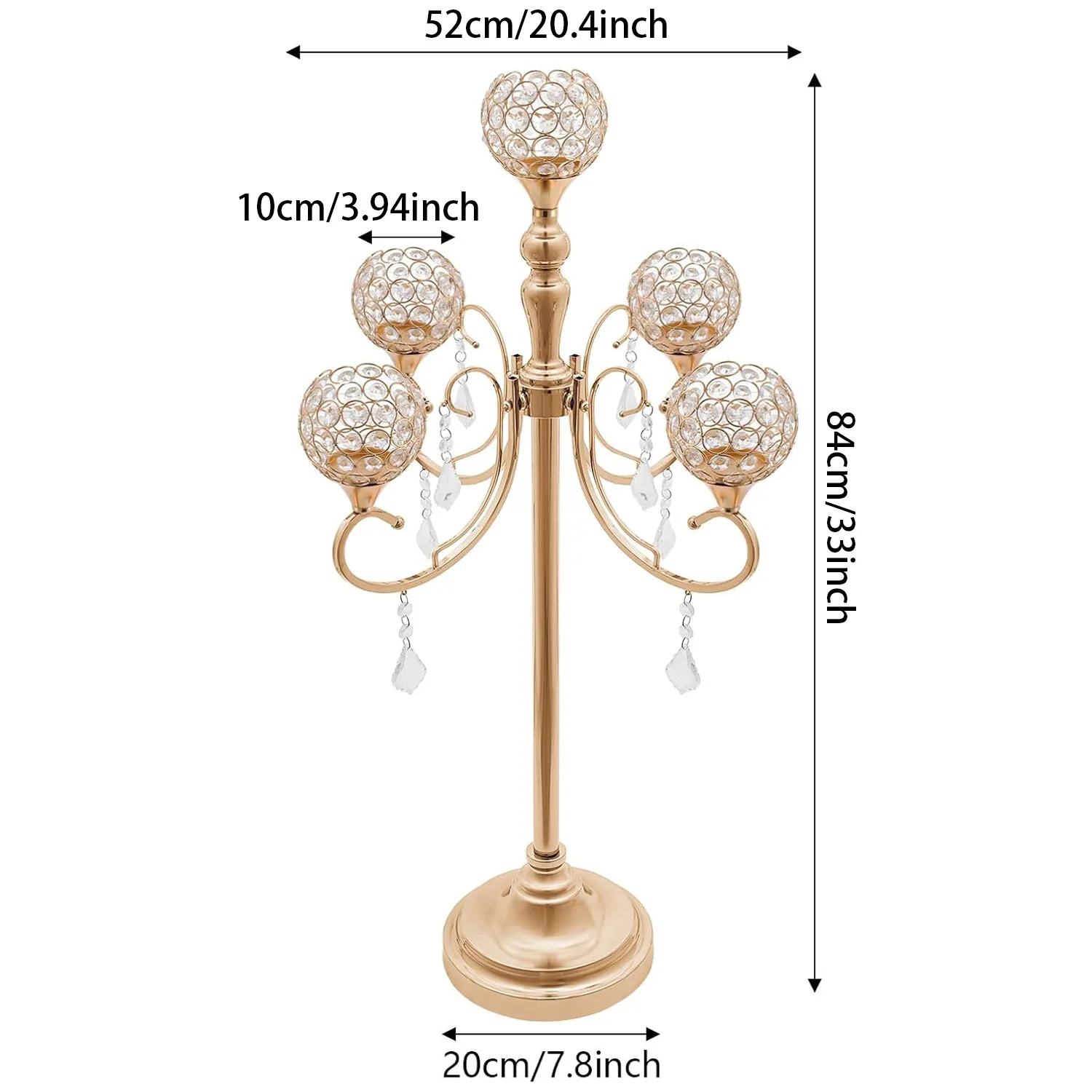 Cross-border wedding props wrought iron electroplated gold crystal candlestick birthday party wedding party romantic table