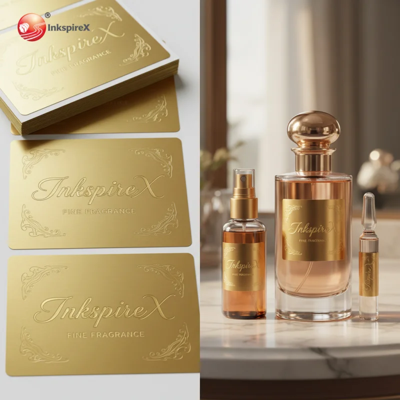 custom.Luxury Personalized Adhesive Goldembossed Luxury Aluminium Label Design Waterproof Sticker Metal Parfum