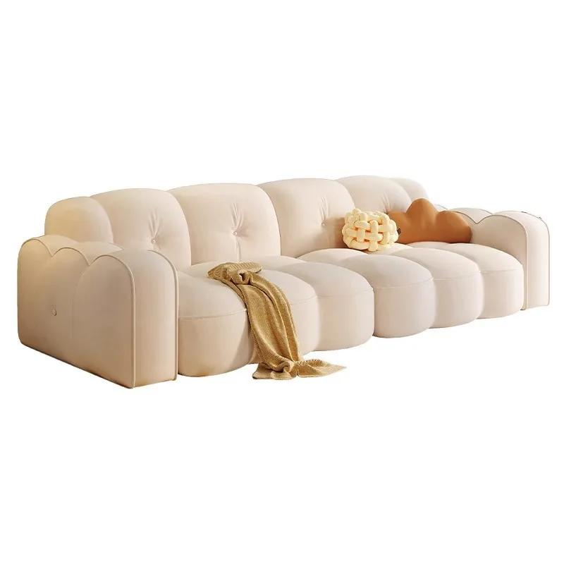 

French cream wind cat scratching cloth living room small apartment brown medieval sofa