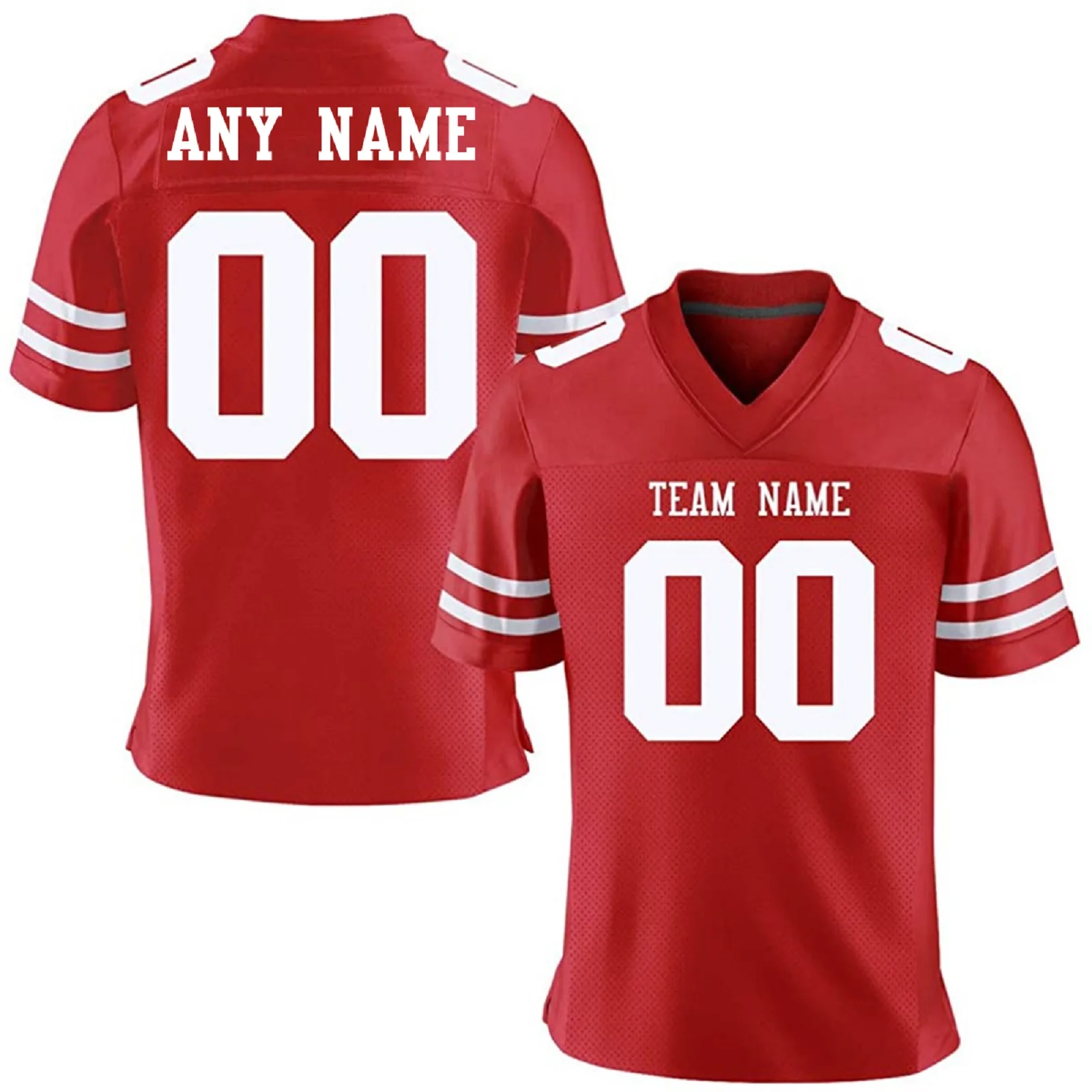 Camiseta de fútbol americano personalizada, camiseta de fútbol transpirable con estampado personalizado en rojo y blanco para hombres, mujeres,