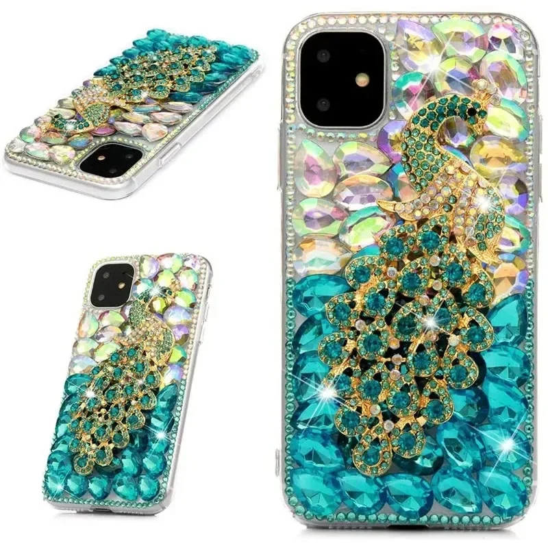 Luxury Bling Peacock Gradient Crystal Glitter Rhinestone Case Cover for Xiaomi M5 M6 X4 X5 F5 Redmi 13 13C 12C 13R Note 13 12