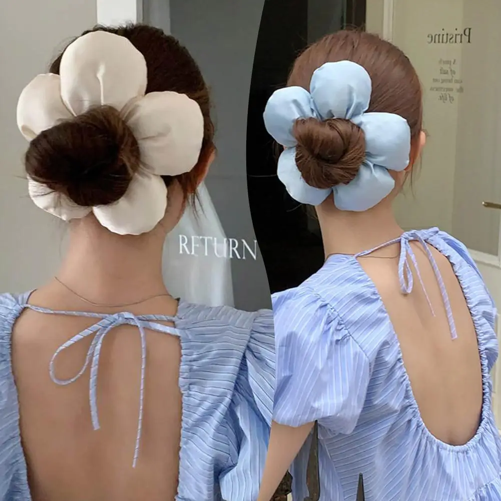 Korean Creative Exaggerated Flower Scrunchie Headdress Women Girls Trendy Design Elastic Hair Band Ponytail Holder Hair Rope