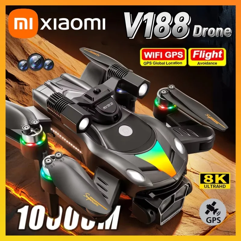 Xiaomi V188 Drone HD Aerial Professional Dual Cameras Optical Flow Positioning Avoidance WIFI Brushless Motor GPS Quadcopter Toy