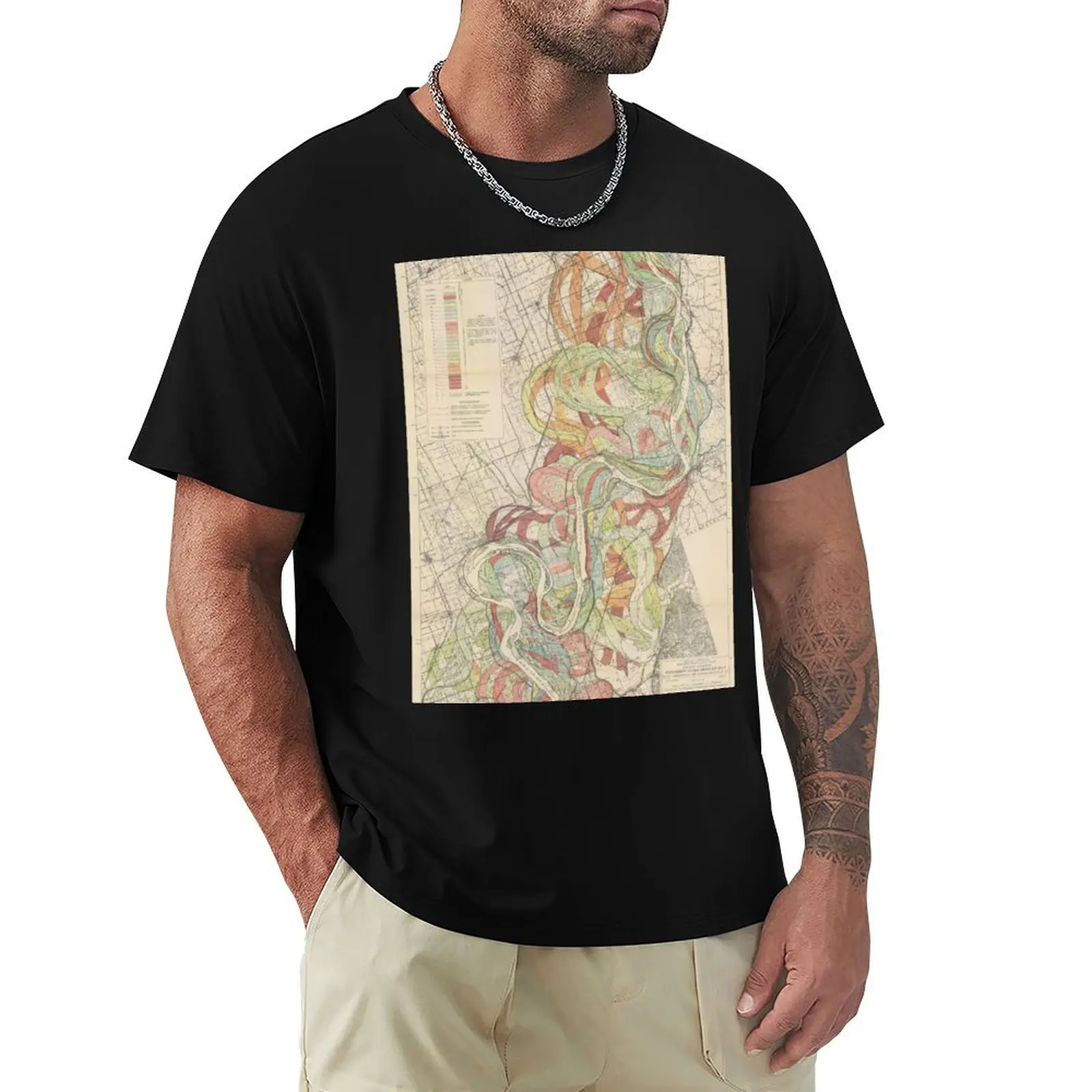 Harold Fisk, 1944 - Ancient Courses: Mississippi River Meander Belt, Placa 22 Hoja 2, Camiseta transpirable para entrenamiento físico