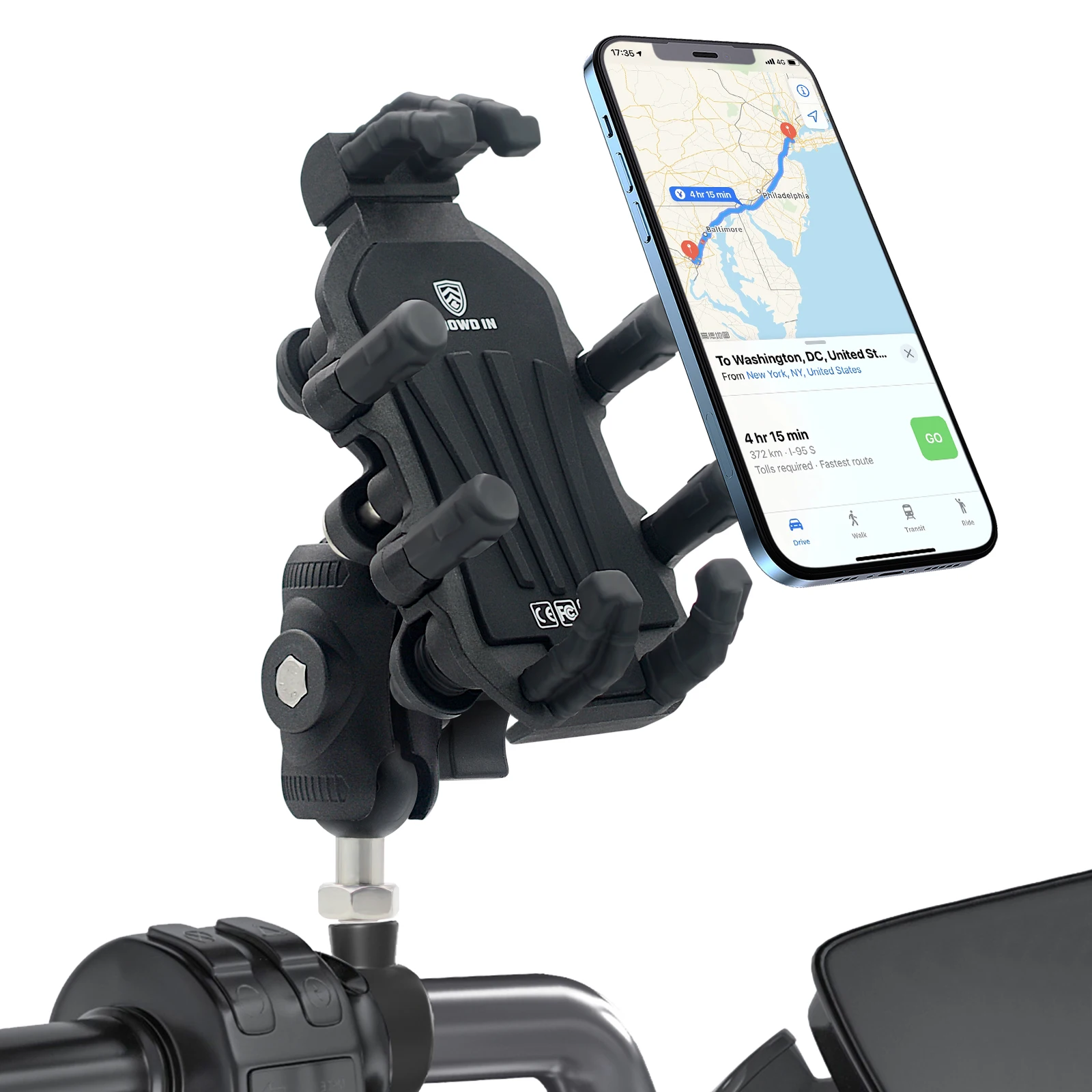 Motorcycle Phone Mount Holder w/ Vibration Dampener Motorcycle Cell Phone Holder Adjustable Rotation Motorbike Ball Head Mount