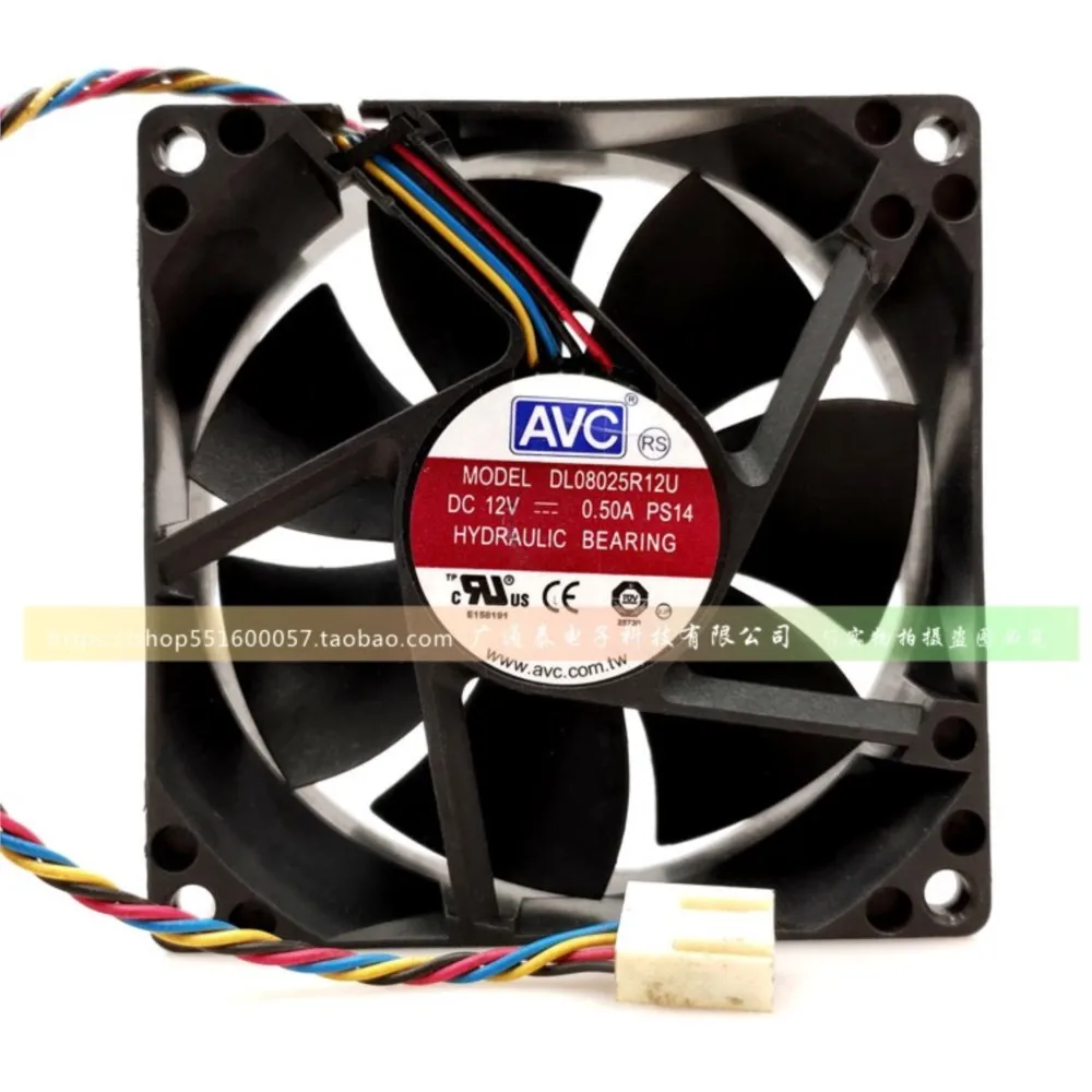 for AVC DL08025R12U 80mm 8cm 12V 0.5A Four-Wire PWM Cooling Fan, High Airflow for CPU & Server Cooling