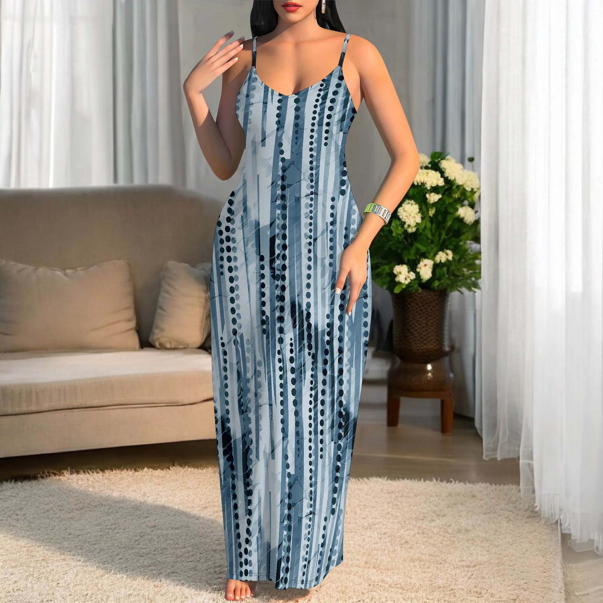 

Nupusa Women's Spaghetti Strap Dress Dot Print for Summer Beach