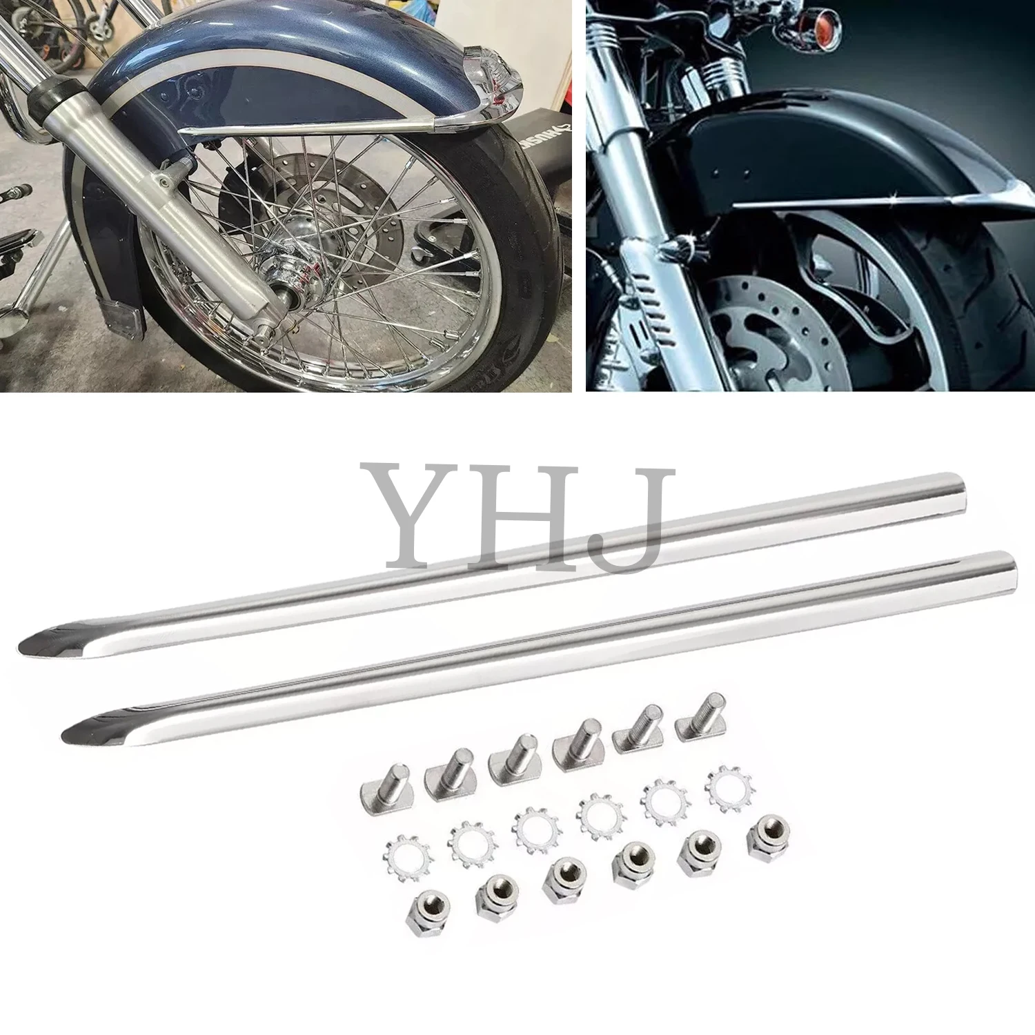 For Harley Motorcycle Touring Electra Street Tri Glide 1982-2023 Heritage Softail FLSTN FLSTC 1986-Up Front Fender Spear Trim