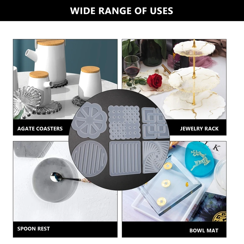 Moldes irregulares de resina para posavasos, moldes de fundición de posavasos, moldes de silicona para hacer posavasos, portavelas