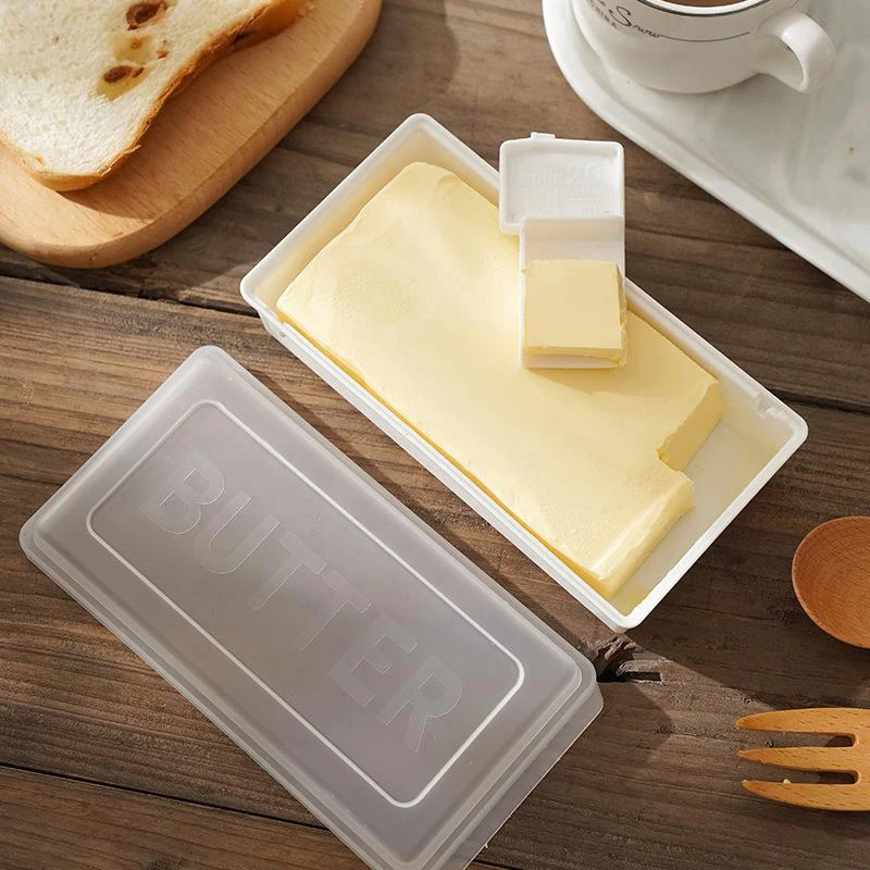 1Pc Home Cheese Storage Box Butter Dish With Cover Butter Fresh-keeping Box With Cutter Slicer Countertop Butter Box