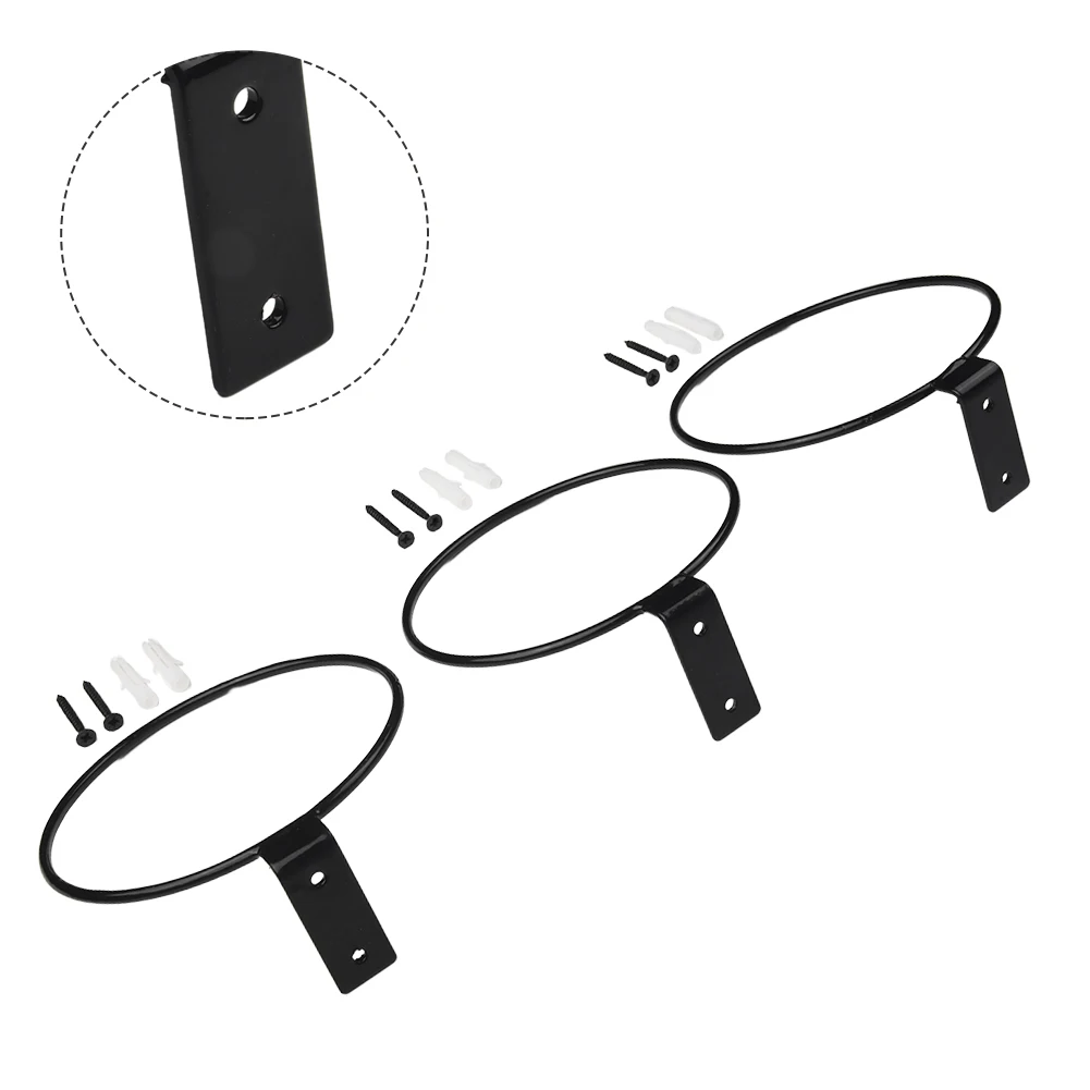 Flower Pot Storage Rack Hook Iron Pet Tray Metal Outdoor Plant Ring Holder Simple Black Fixed Ring Garden Bracket