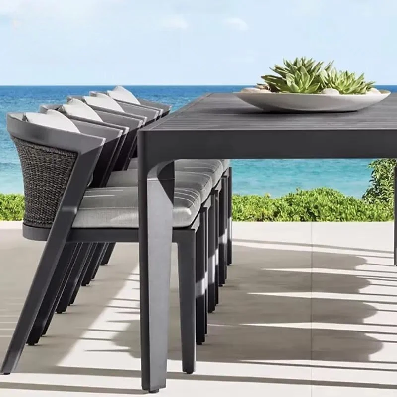 Villa Dining Set Hotel  Table and Chairs Patio  Furniture Set Aluminum Resort Outdoor Table and Chair