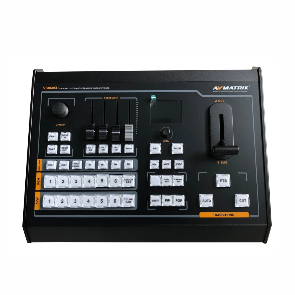 Live Streaming Uncompressed Capture 6 Channel SDI 4K HDMI Video Switcher with Record PGM Video to SD Card