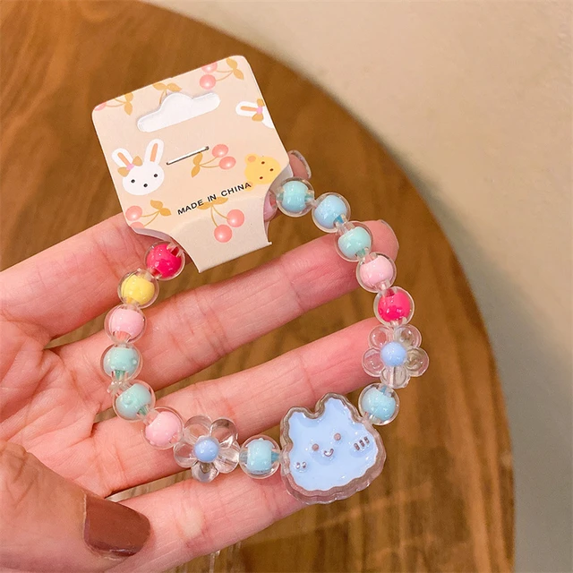 2023 Funny Cute Jelly Color Transparent Beaded Bracelet for Women Girls Colorful Heart Rabbit Bracelet Student Jewelry Gift AliExpress