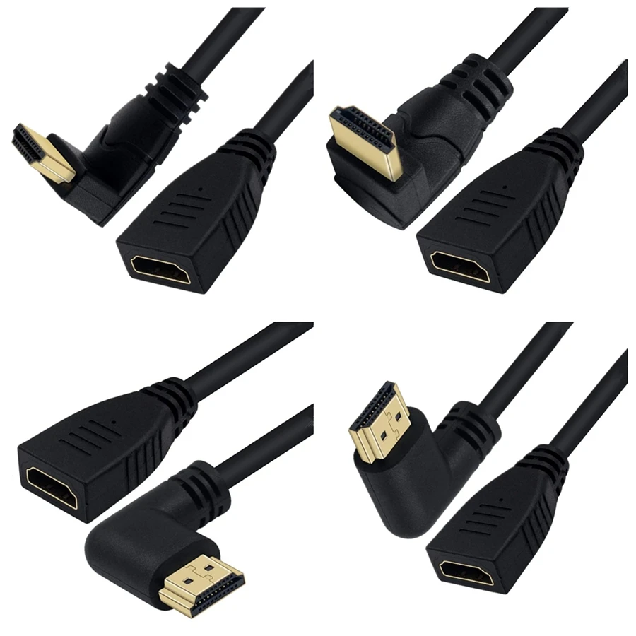 HDMI 2.0 Extension Cable Up Down Right Left Angled Elbow HD-Cord Male To Female Extender 2K*4K@60HZ Ultra HD 3D 1080P Ethernet