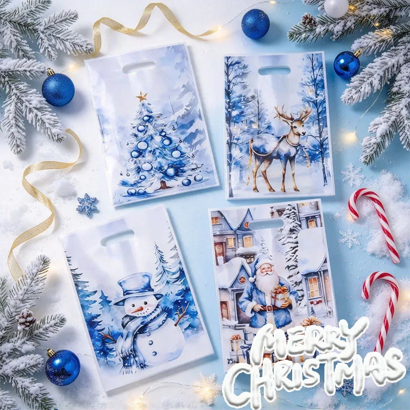 10-100PCS Christmas Holiday Tote Bag Printed Pattern Gift Packaging Bag Candy Favor Bag for Party Supplies and Present Wrapping