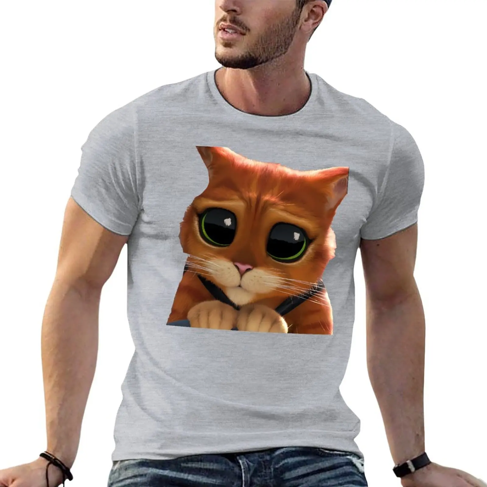 

cute puss in boots T-Shirt T-shirts oversize basketball graphic tees cheap stuff Man t-shirt slim fit t shirts for men