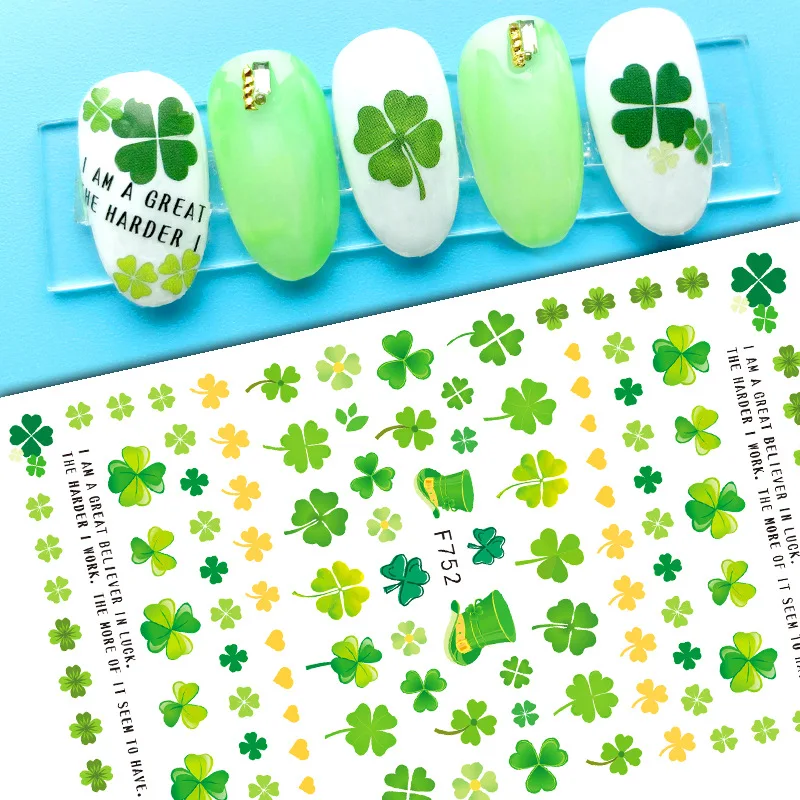 New DIY Simulation Bright Fruit Nail Stickers Clover Nail Accessories Nail Slider Self-Adhesive Nail Decorative Decals