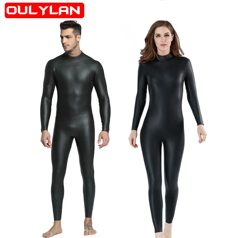 Oulylan Women 3MM One-Piece Diving Suit CR+ Super Elastic Wetsuit Men Warm Cold-proof Light Leather Diving Suit for Ladies