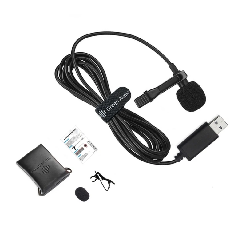 Microphone en direct USB Lavalier Mic haute sensibilité pour interviews chant en ligne