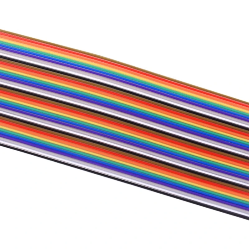 1Meter 1.27mm Pitch 6/8/10/12/14/16/18/20/26/30/40 Pin Rainbow Flat Ribbon Cable DuPont Wire 28AWG For 2.54mm IDC Connector