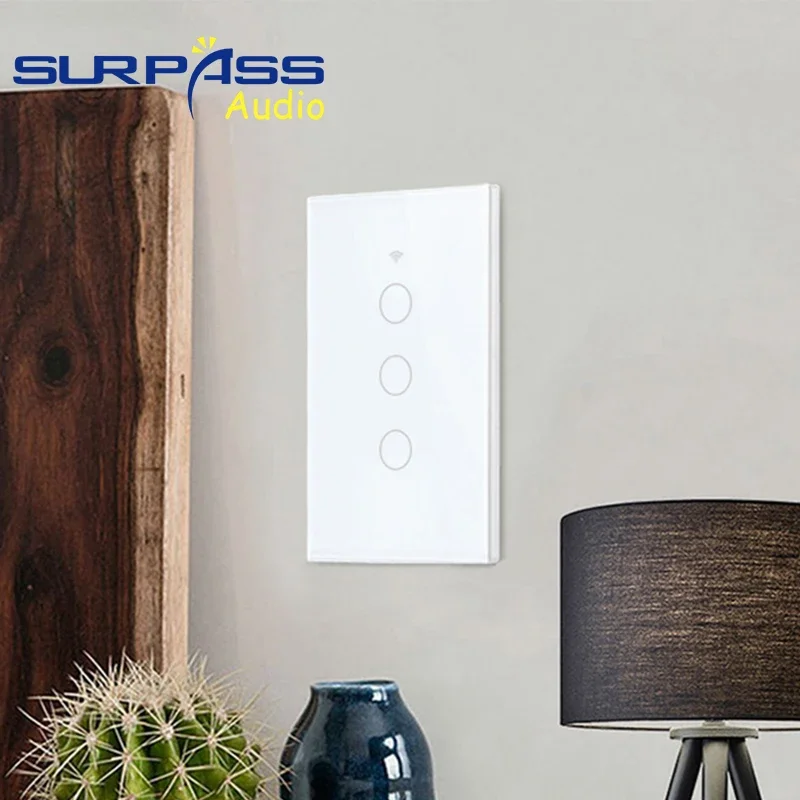 WiFi Smart Touch Switch US Standard 120 Type Waterproof Moistureproof Wall Touch Panel Work with Alexa Google Home 1/2/3/4 Gang