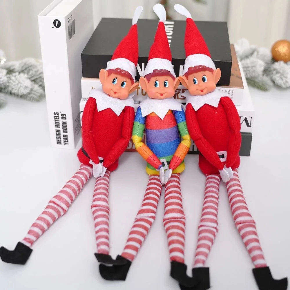 

Christmas Elf Doll Bookshelf Fairy Doll Ornaments Desk Home Decorations long legs Christmas Doll Accessories Xmas New Year 2025