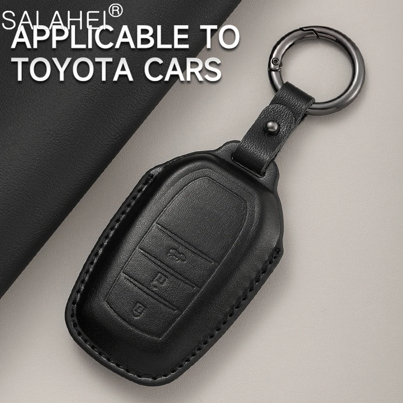 

Leather Car Key Case Cover Shell For Toyota RAV4 Prius Camry Corolla CHR RAV4 Prado Hilux Fortuner Land Cruiser Crown Accessory