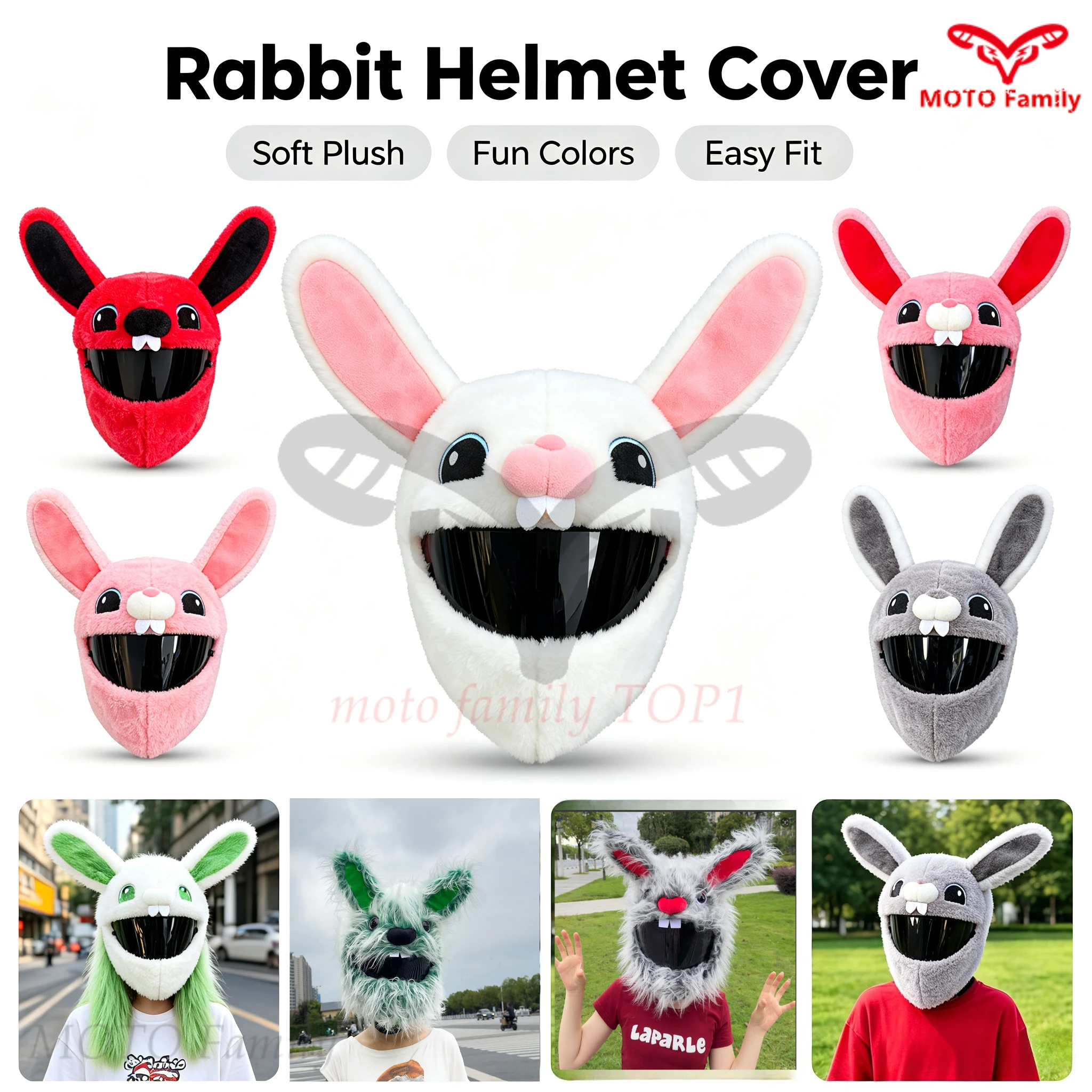 Motorcycle helmet decoration plush hood mask Internet celebrities funny Christmas Halloween plush hood cartoon helmet cover