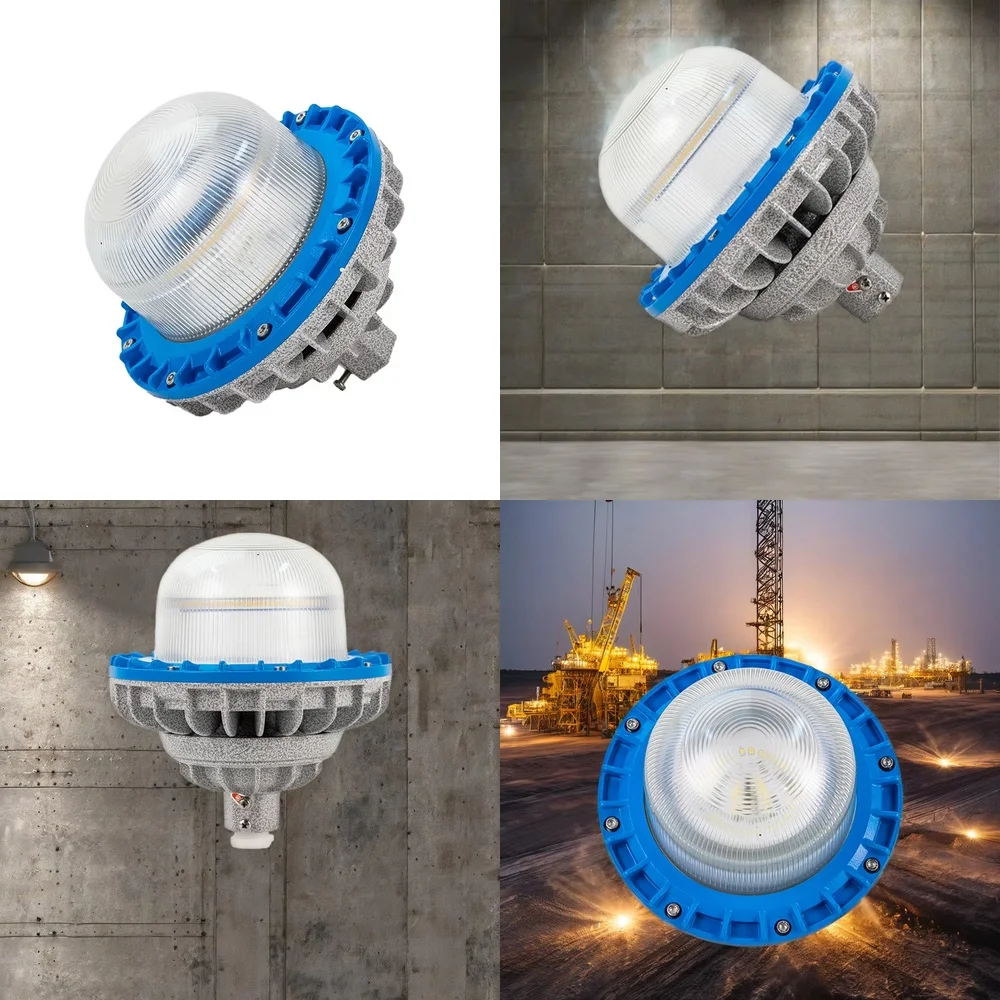 

Взрывозащищенный светодиодный светильник 30W 50W 70W 100W, круглый промышленный светильник для фабрик, складов, АЗС, цоколь E27, класс защиты IP65
