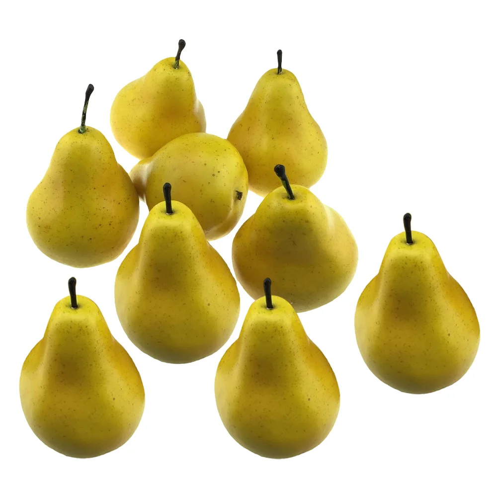 

Plastic Pears Set of 9 Artificial Fruits for Decoration Lifelike Simulated Fruit Pear Adornment Home Kitchen Table Display