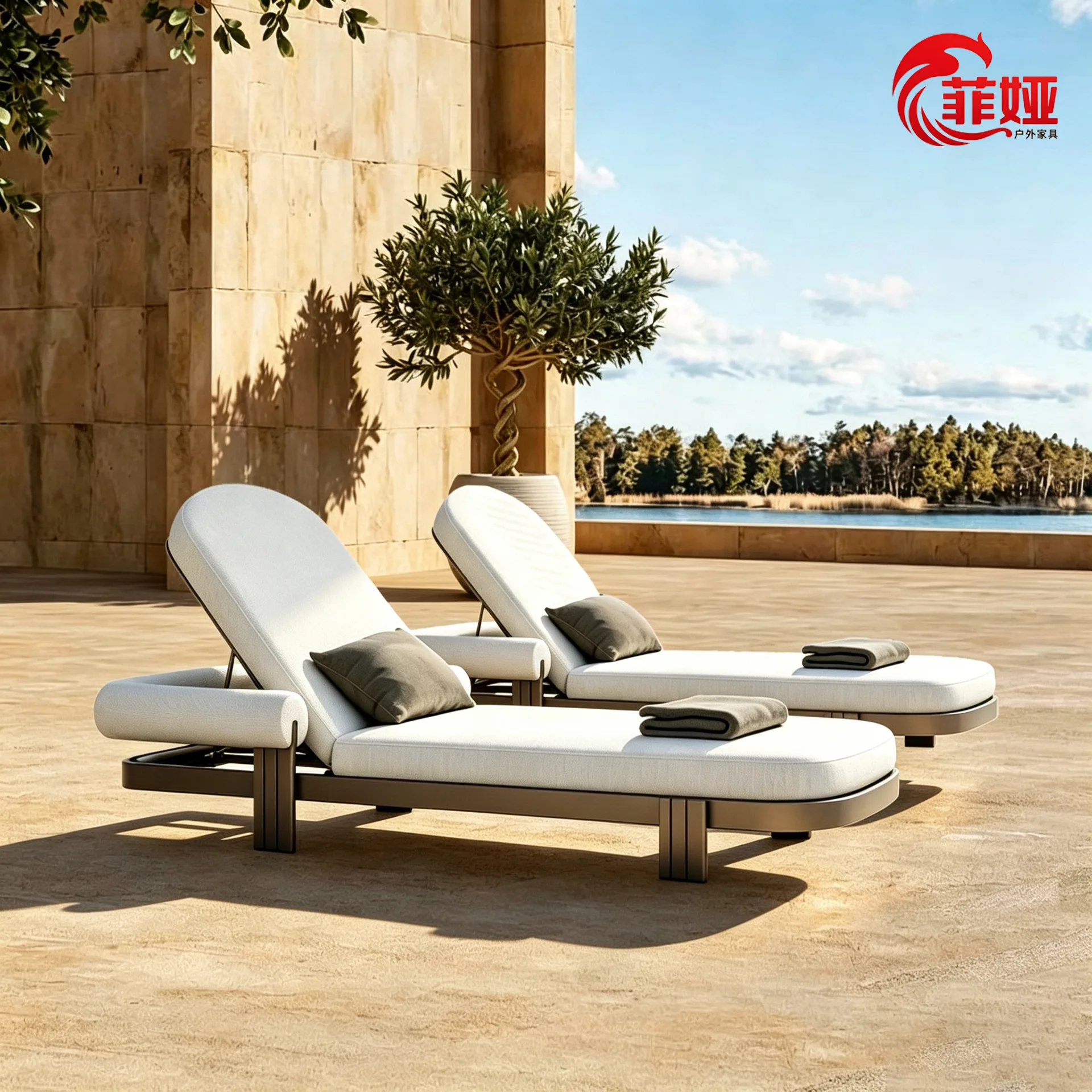 HYS high-grade outdoor lounge chair weathered aluminum alloy waterproof and sunscreen villa hotel outdoor courtyard