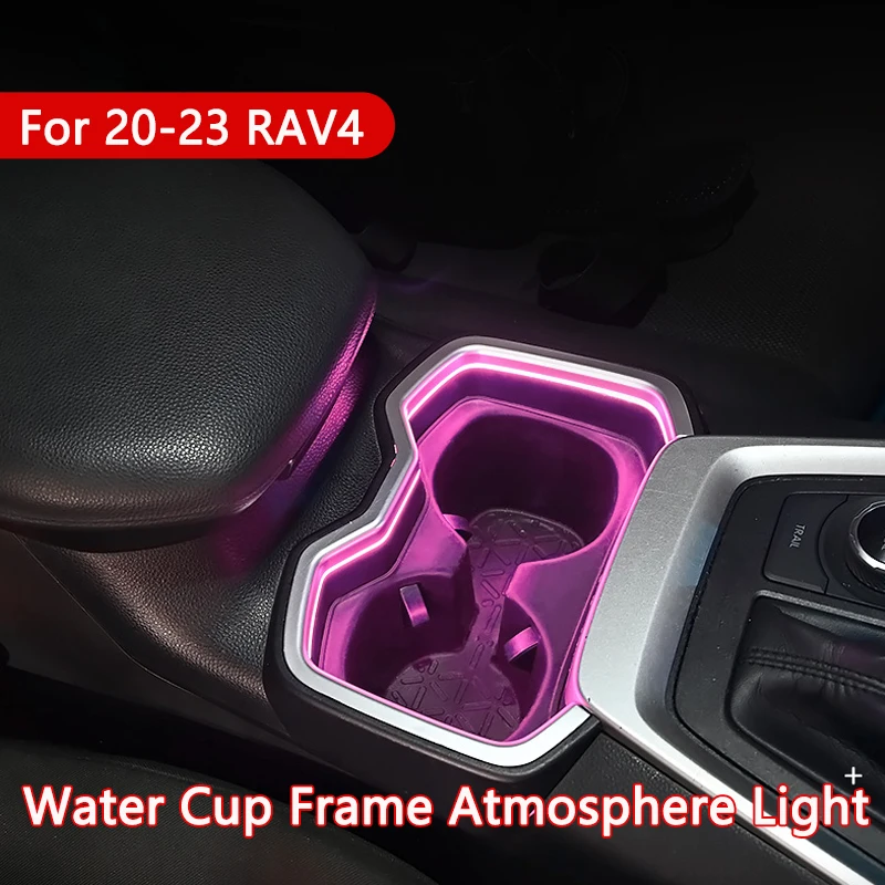 

Car Water Cup Frame LED Light Water Cup Led Atmosphere Light Lamp Decorative Trim For Toyota RAV4 2020-2023 Interior Accessories