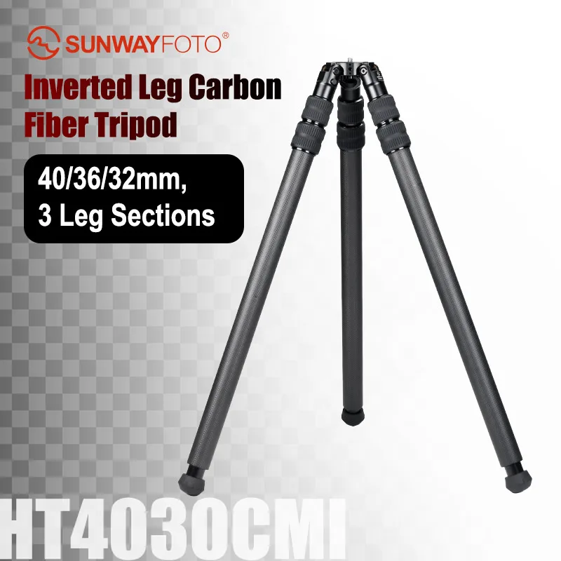 UNWAYFOTO HT4030CMI Inverted Leg Carbon Fiber without Center Column , 40mm, 3 Section,69'' Tall,Load 66lb.(30kg)