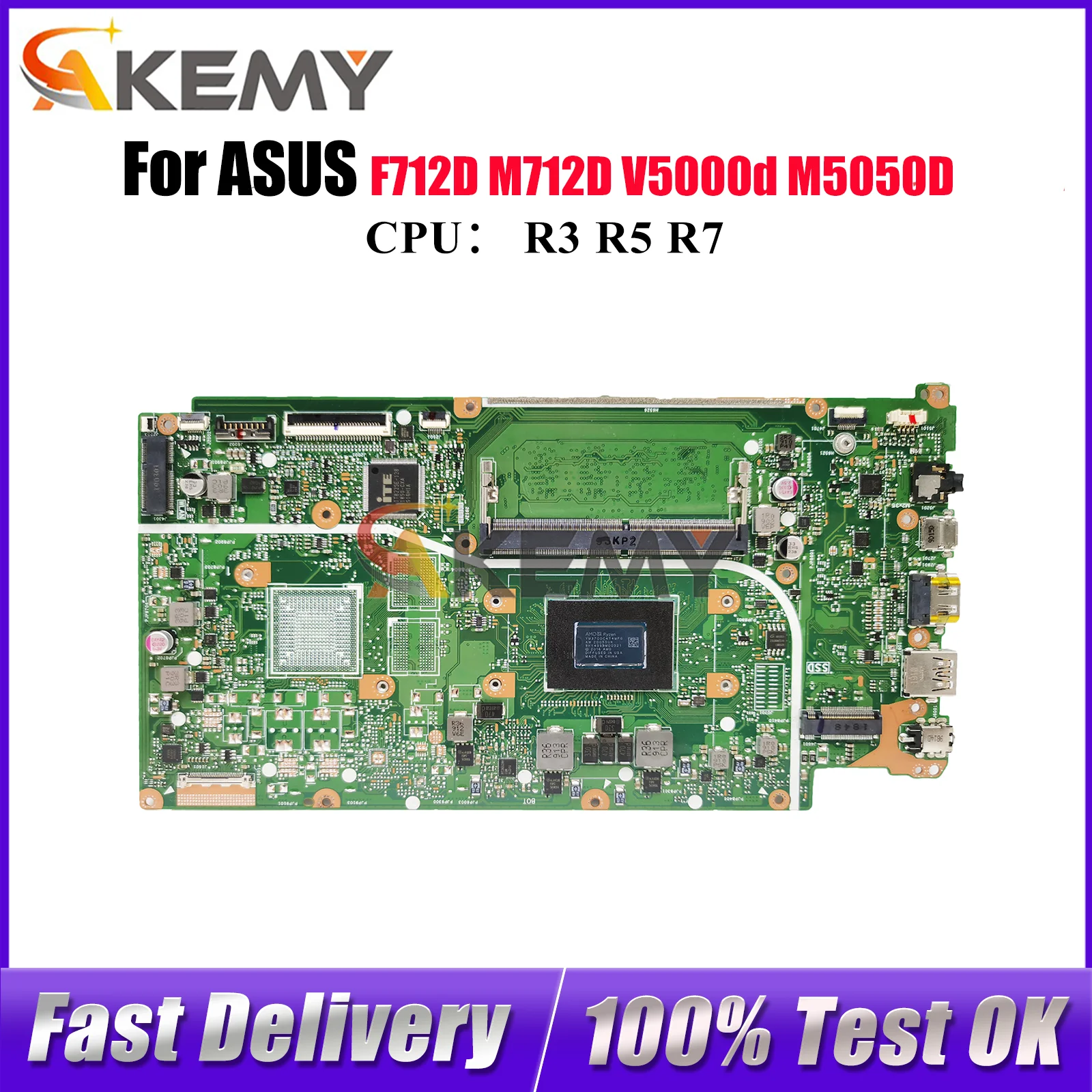 

X712DA Материнская плата для ноутбука ASUS VivoBook M5050D X712DAU M712D V5000d X712DA X712D X712DK X712DAP F712D Материнская плата R3 R5 R7 CPU