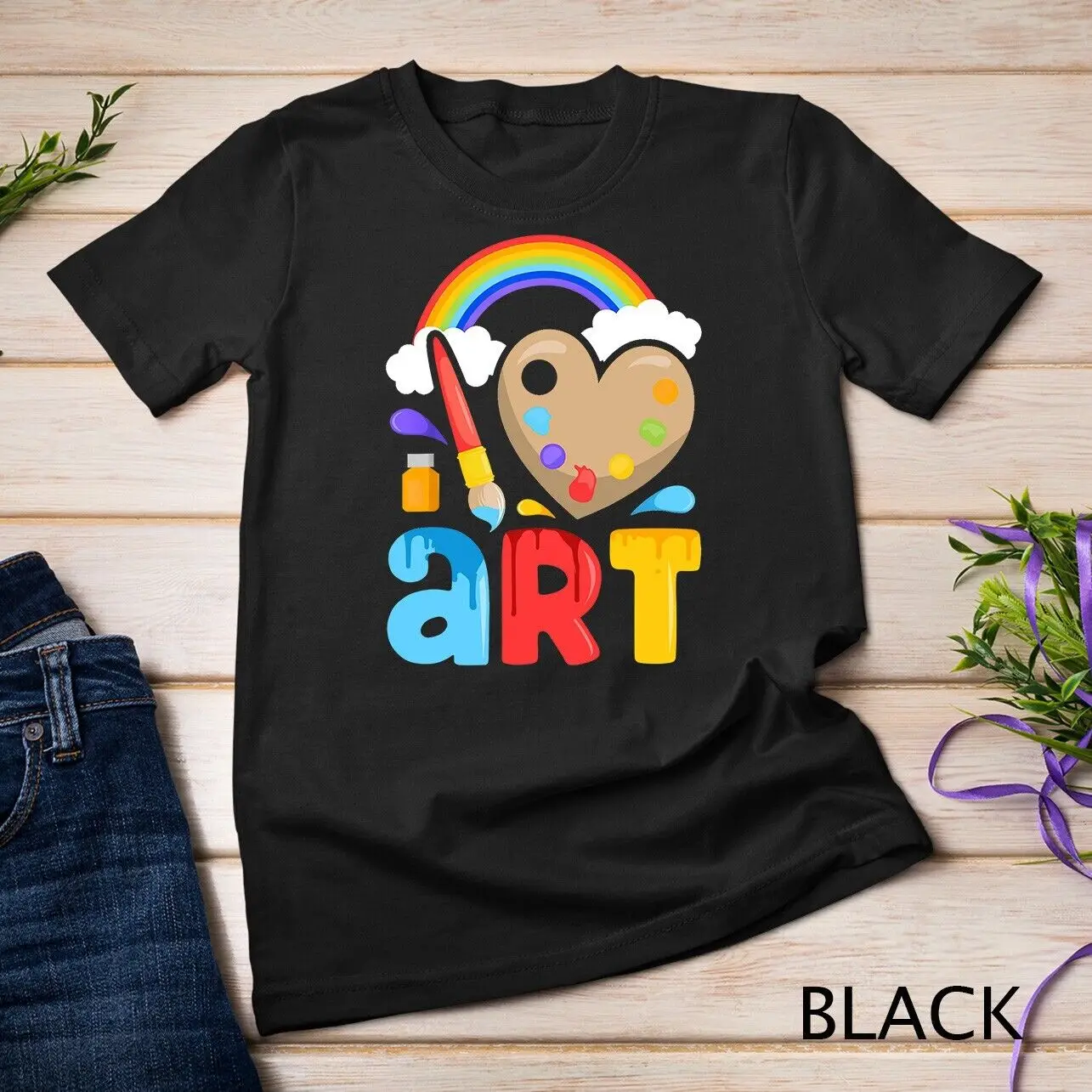 I Love Art Artist Painter Colorful Painting Gifts Kids Girls Unisex T-shirt