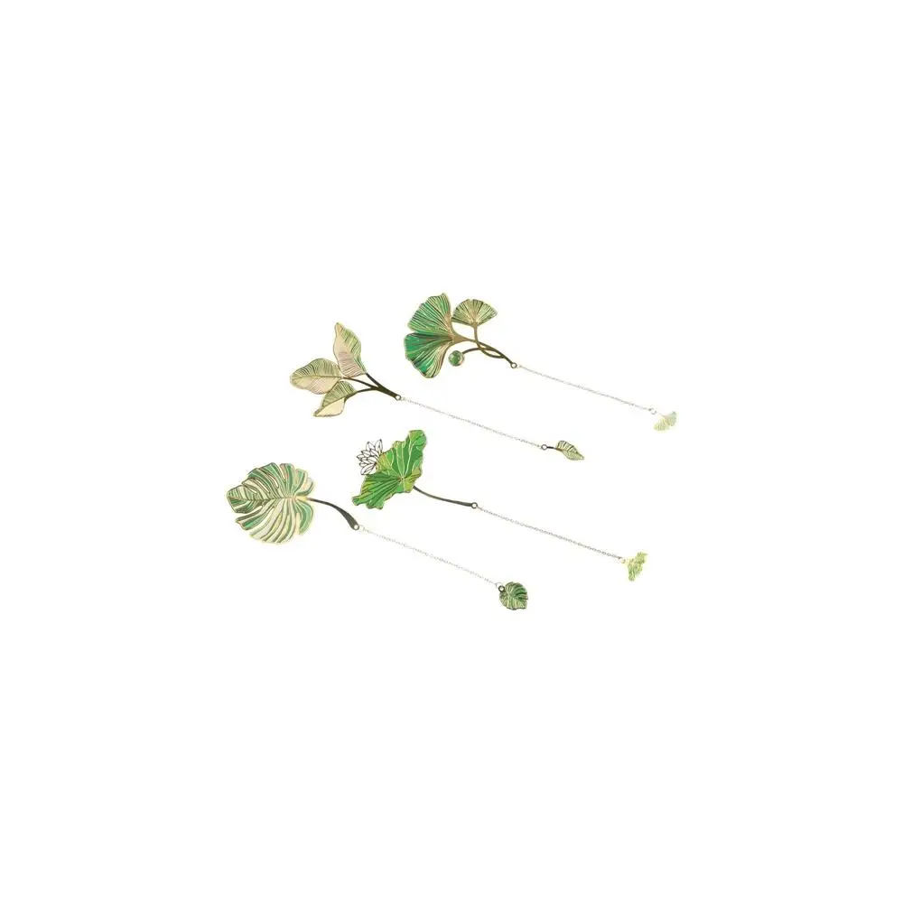 Lotus Leaf Lotus Leaf Vein Metal Bookmark Brass Flower Chinese Style Bookmark Green Metal Green Leaf Bookmark Student Gift