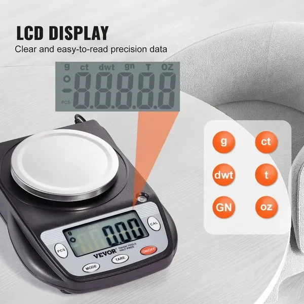 Balance analytique de laboratoire, 600g x 0.01g, 6 unités, Conversion électronique