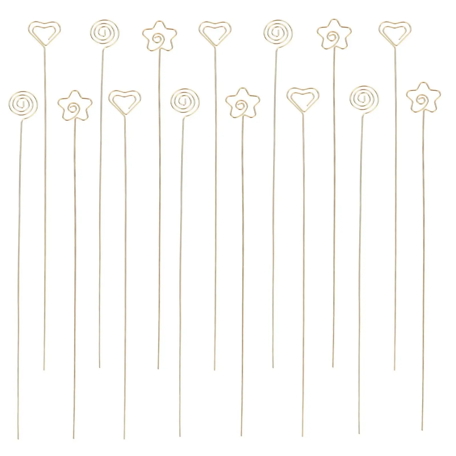 

30 Pcs Steel Floral Picks Card Holder Lovely Shape Decorative Effect Bright Luster Wedding Valentines Birthday Events