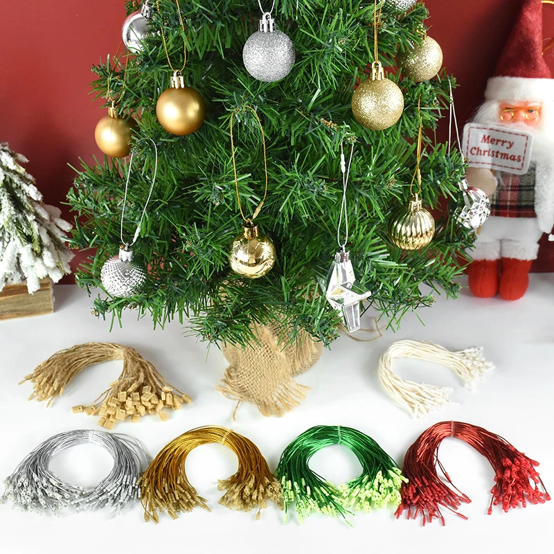 100 pz oro argento Tag String indumento Tag Hanging String plastica cotone corda albero di natale ornamenti a goccia nastro etichetta regalo di