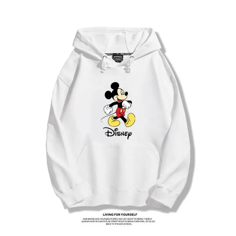 Sudadera con capucha blanca de Mickey Mouse para hombre y mujer, Sudadera con capucha de algodón con cremallera, pantalones cortos rojos clásicos, zapatos amarillos, diseño frontal de texto de Disney, primavera 2025