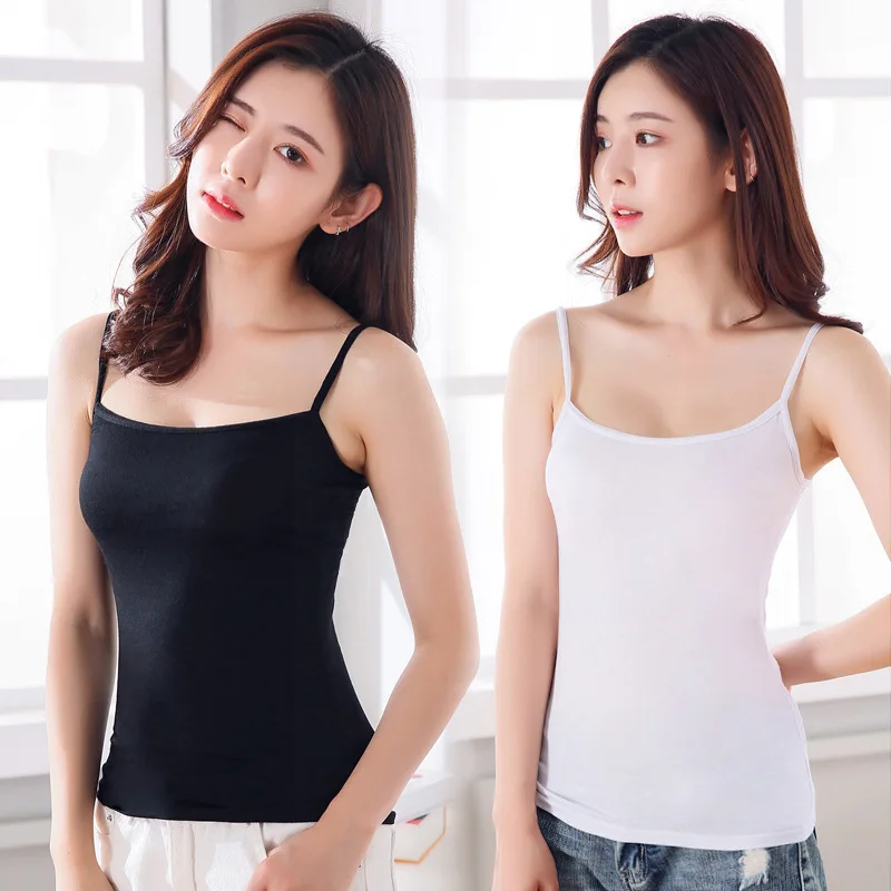 2025 Camisole Vest for Women's Summer Sexy Outerwear Short Base Top Versatile Slimming Black and White Inner Small Camisole